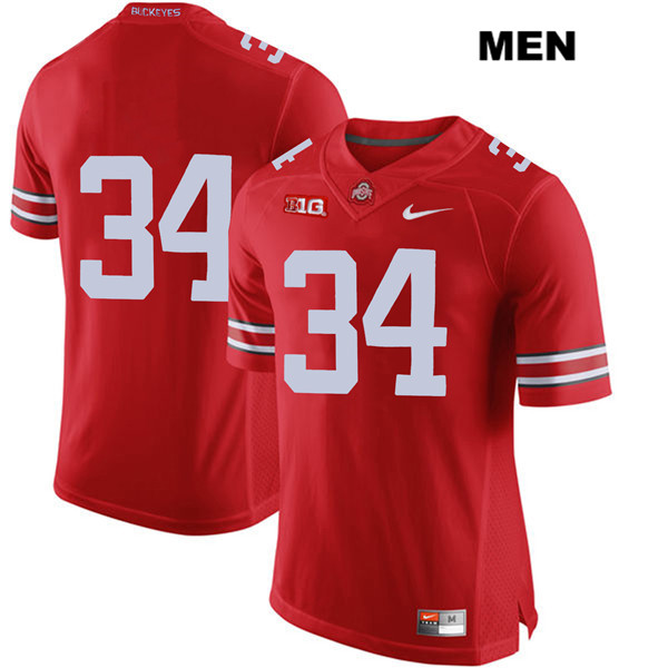 Ohio State Buckeyes Men's Mitch Rossi #34 Red Authentic Nike No Name College NCAA Stitched Football Jersey RA19W72GE